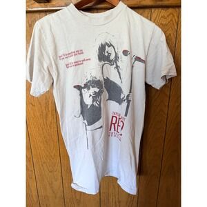 Taylor Swift Red Taylors Version Lyric Graphic Shirt Cream Mens Small Distressed